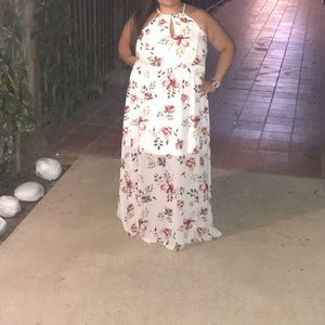 White dress with flowers